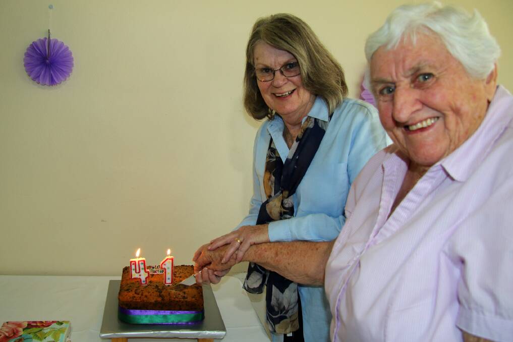 View Club: Narooma View Club celebrated its 41st birthday on Friday with Jenny Schultz, the newest member helping Esme Hodges, the longest member, cut the birthday cake.