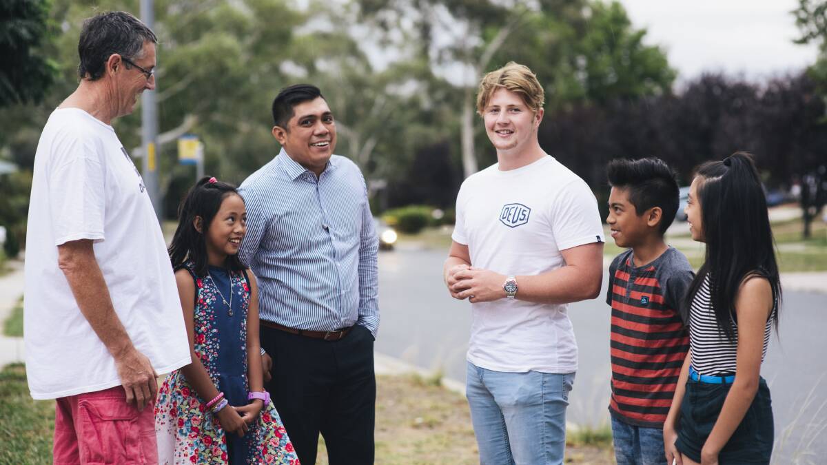 Flashback to 2017 when William Nash, then 16, and his father, Kevin, left, helped rescue Anuar Medina and his three children, (L-R) Freja, Francis, and Francesca at the South Coast.