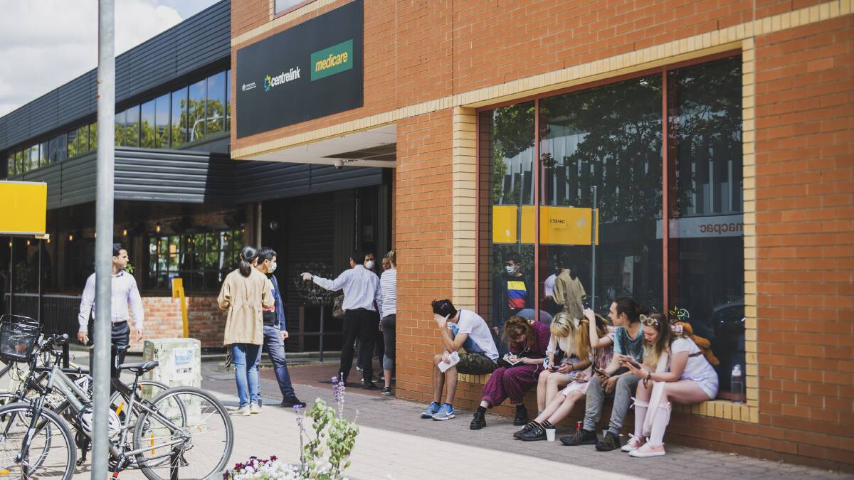 Lines outside of Centrelink in Braddon. Picture: Dion Georgopoulos