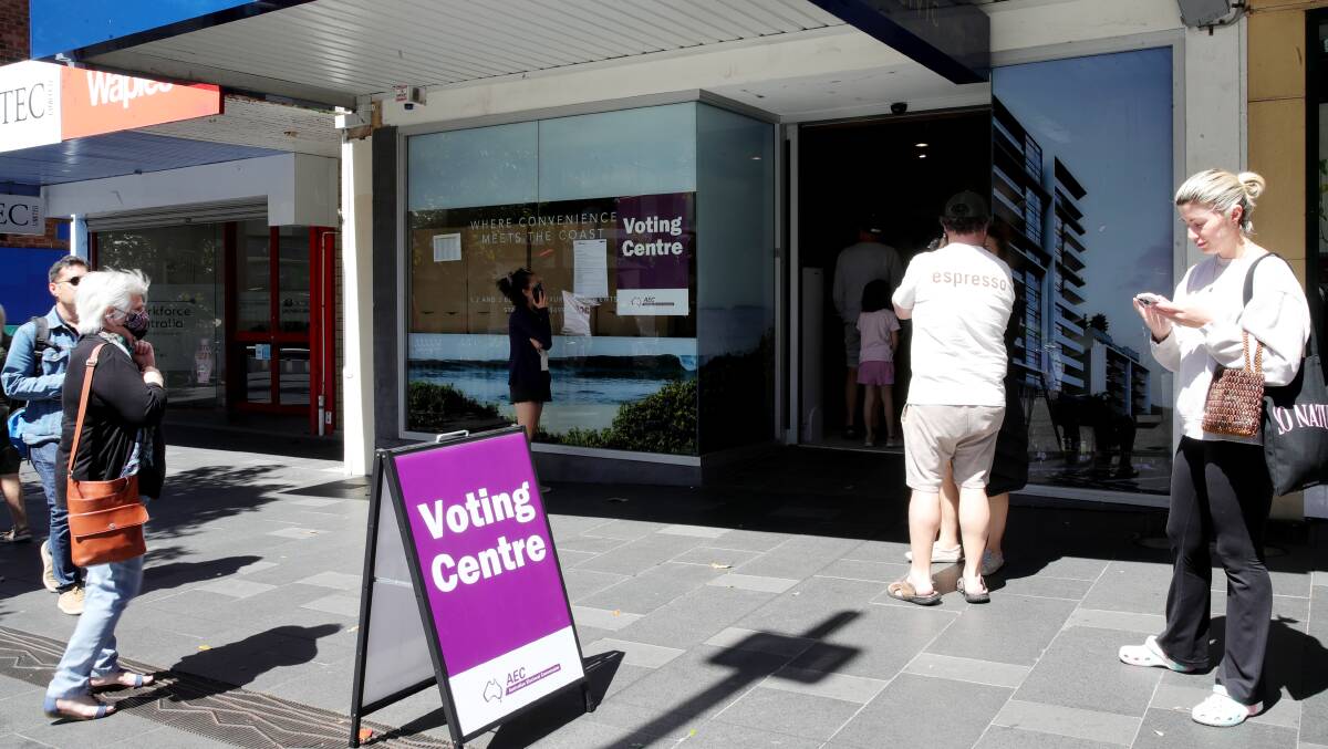 People outside the early voting centre in Crown Street Mall on Thursday. Picture by Sylvia Liber