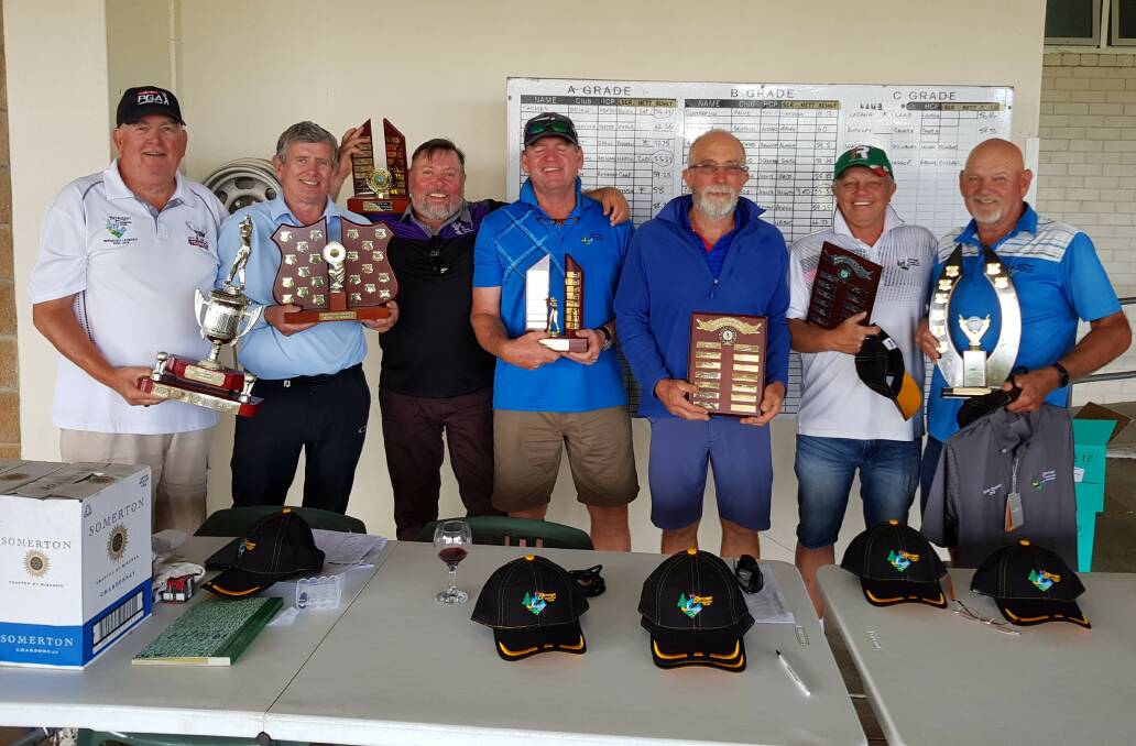 Bermagui Men's Golf: 2019 Award Winners - Ray Stephens, Gerald Wright, Shane Buckley, Anthony Hart, Robert Drew, Owen Reid and Derek Quinto.