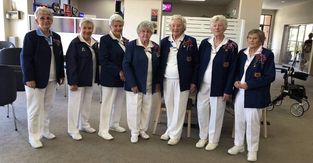 Dalmeny Women's Bowls: Past Presidents (from left) Maureen McKenzie, Robin Gourley, Lyn Dunbar, Barbara Pearce, Margaret Macauley, Lyn Marsden, Lucy Gresty.