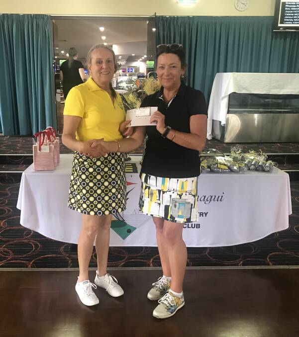 Bermagui Ladies Golf: Lynn Ponsford and Bermagui Open Overall Nett winner Trady Howarth.