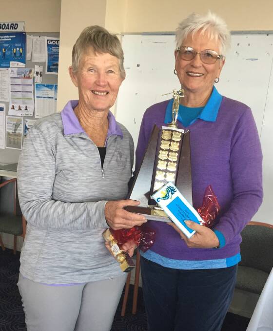 Narooma Ladies Golf: Division 1 Foursomes Champions Kay Lawrence and Sylvia Donohoe.