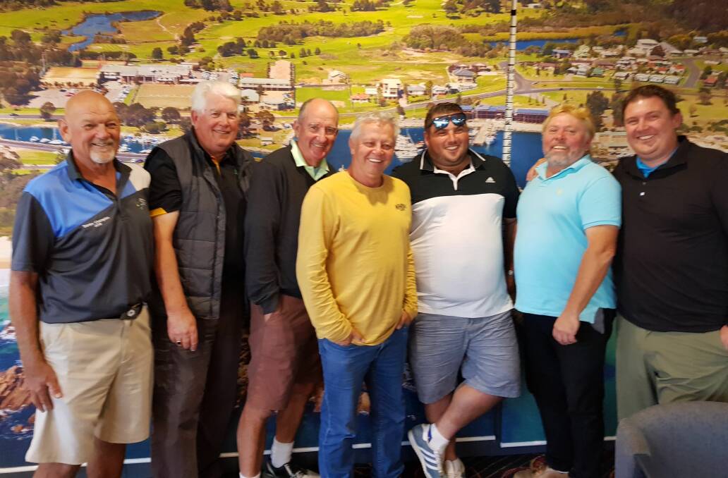 Bermagui Golf Club: 2019 Club Champions from left; Derek Quinto, Ray Stephens, Neil Rutherford, Owen Reid, Jarra, Shane Buckley, and Henry Loth.