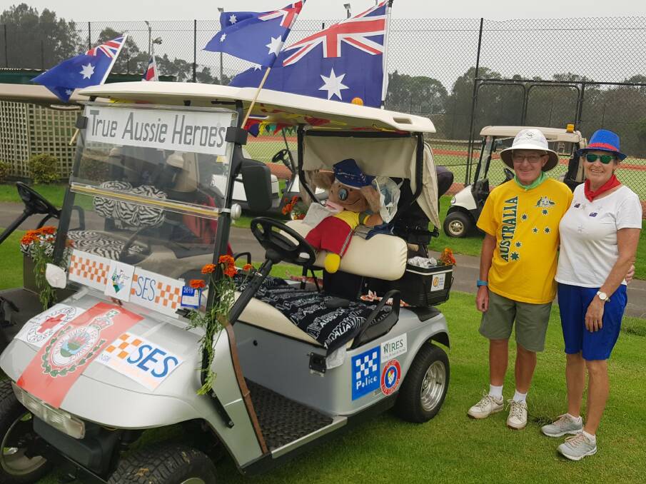 Bermagui Country Club: Aust Day best dressed cart Barry and Marion Calder.