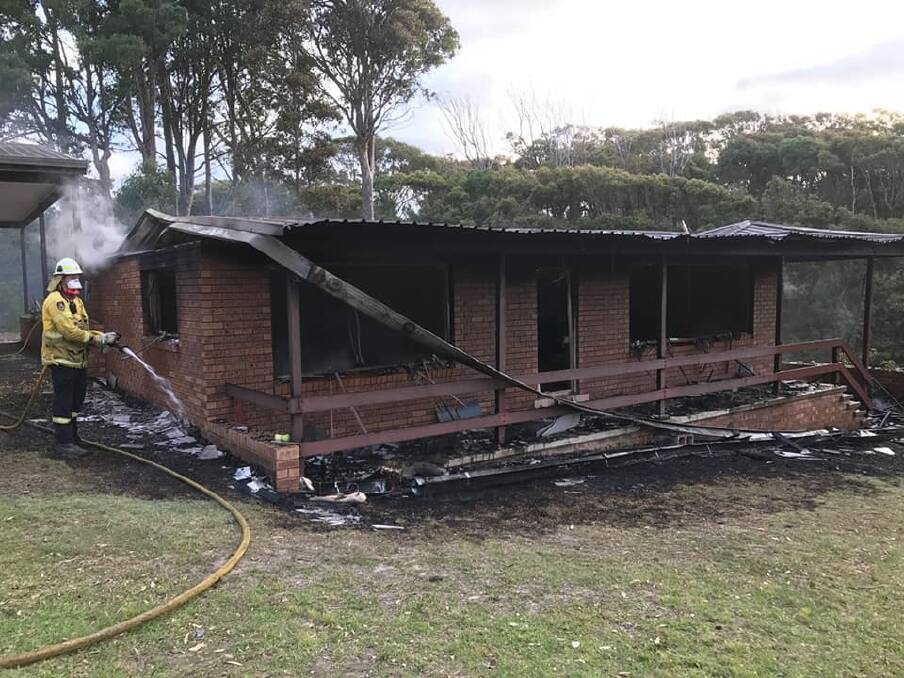 Occupants were safe after their house burnt down at Tathra-Bermagui Road, Barragga Bay on Monday, April 27. Image: Narooma Fire and Rescue