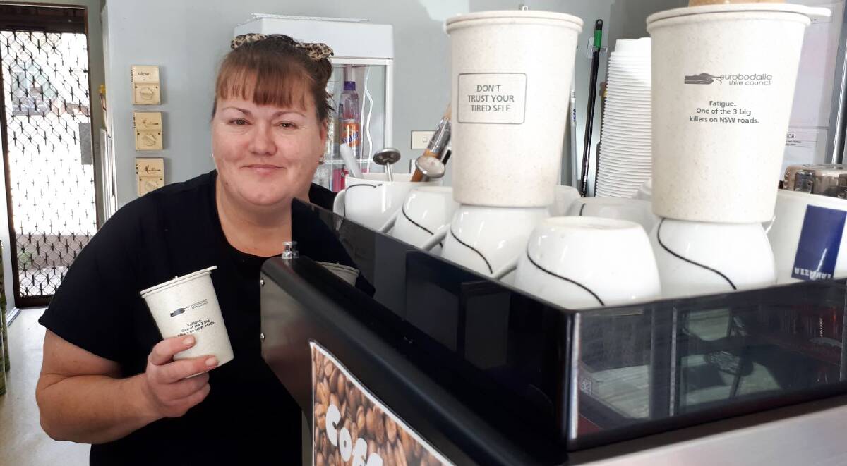 Julie Ashworth from Chews on Hughes is one of the Batemans Bay businesses offering borrow cups to patrons.