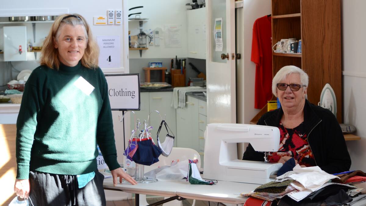 EASY FIX: SHASA president Kathryn Maxwell and clothing repairs volunteer and dressmaker Jo Fafie, of Broulee, at the newly opened Repair Cafe in Moruya.