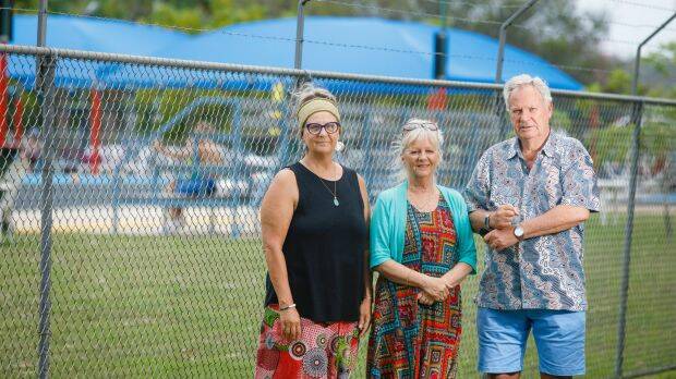 Maureen Searson, Coral Anderson and Peter Coggan do not want the 50 metre pool at Batemans Bay swimming centre to be removed.  Photo: Sitthixay Ditthavong
