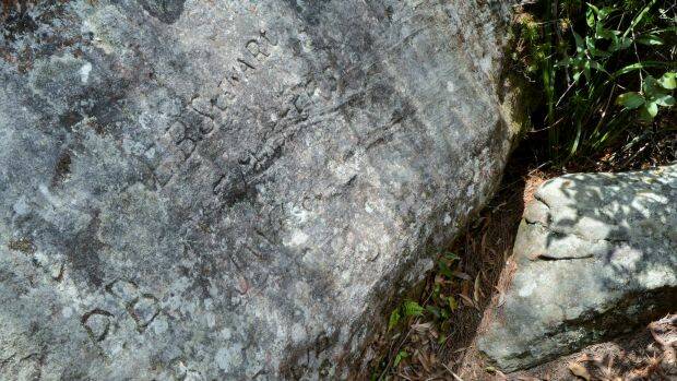 European 'carvings' near the top of Drawing Room Rocks. Photo: Tim the Yowie Man
