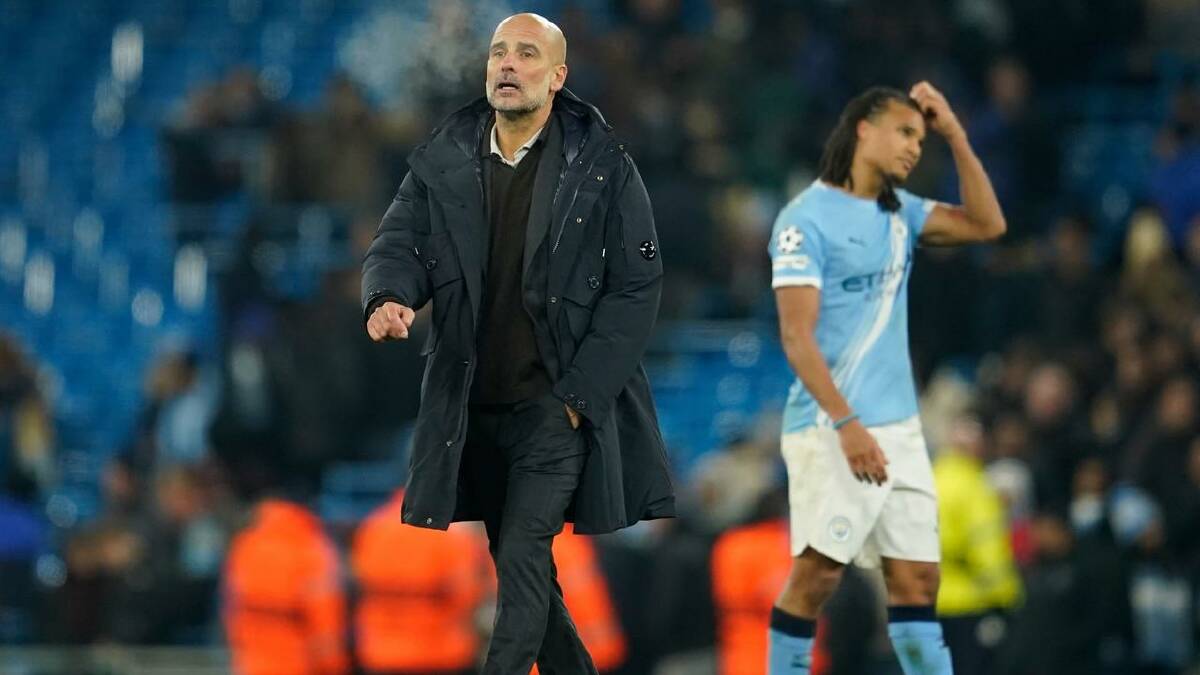 Manchester City coach Pep Guardiola leaves the ground after his side's loss to Bayer Leverkusen. (AP PHOTO)