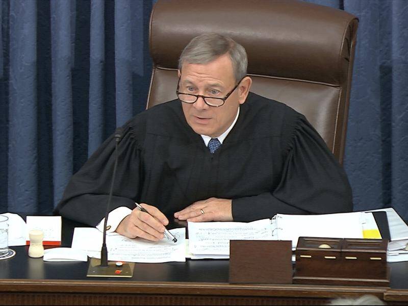 Supreme Court Chief Justice John Roberts at the impeachment trial of Donald Trump in the Senate.