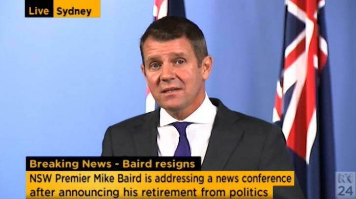 NSW Premier Mike Baird addressing the media on Thursday morning.  Photo: ABC 24
