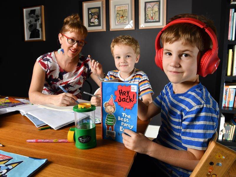 Brisbane mum Zoe Collins says deep down she's terrified about her two boys learning from home.