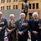 War vets Aubrey Knowles, Dennis Davis, Don Kennedy, and Ken Frank remembered Victory in the Pacific. (Bianca De Marchi/AAP PHOTOS)