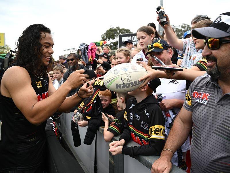 Jarome Luai will be running out for the Panthers as well as his Penrith community on Sunday. (Dan Himbrechts/AAP PHOTOS)