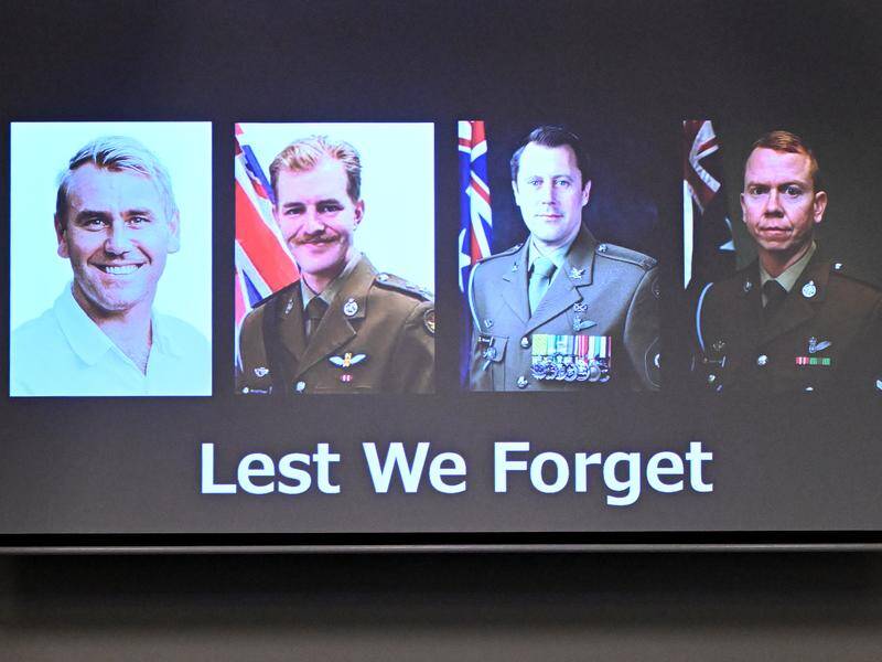A permanent memorial will immortalise four defence force aviators killed in a helicopter crash. Photo: Darren England/AAP PHOTOS A permanent memorial will immortalise four defence force aviators killed in a helicopter crash. Photo: Darren England/AAP PHOTOS