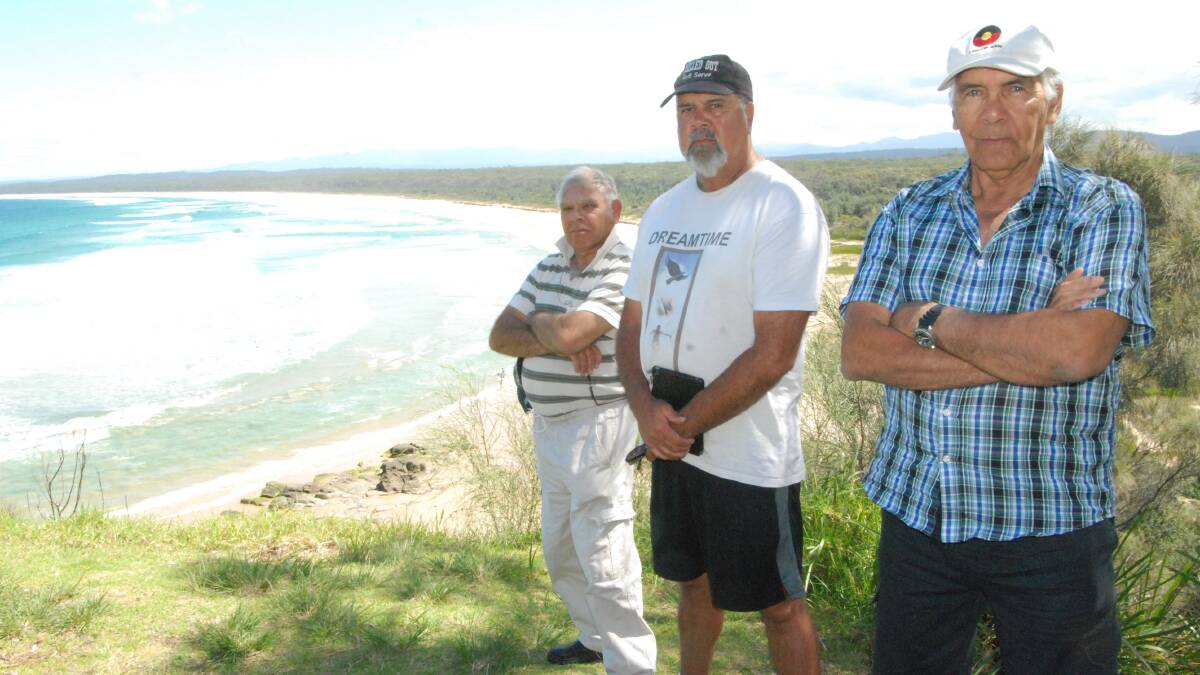 PROTEST PLANNED: NSW Aboriginal Fishing Rights Group members Andrew Nye, John Brierley and Wally Stewart have organised a peaceful protest at Broulee this Saturday.
