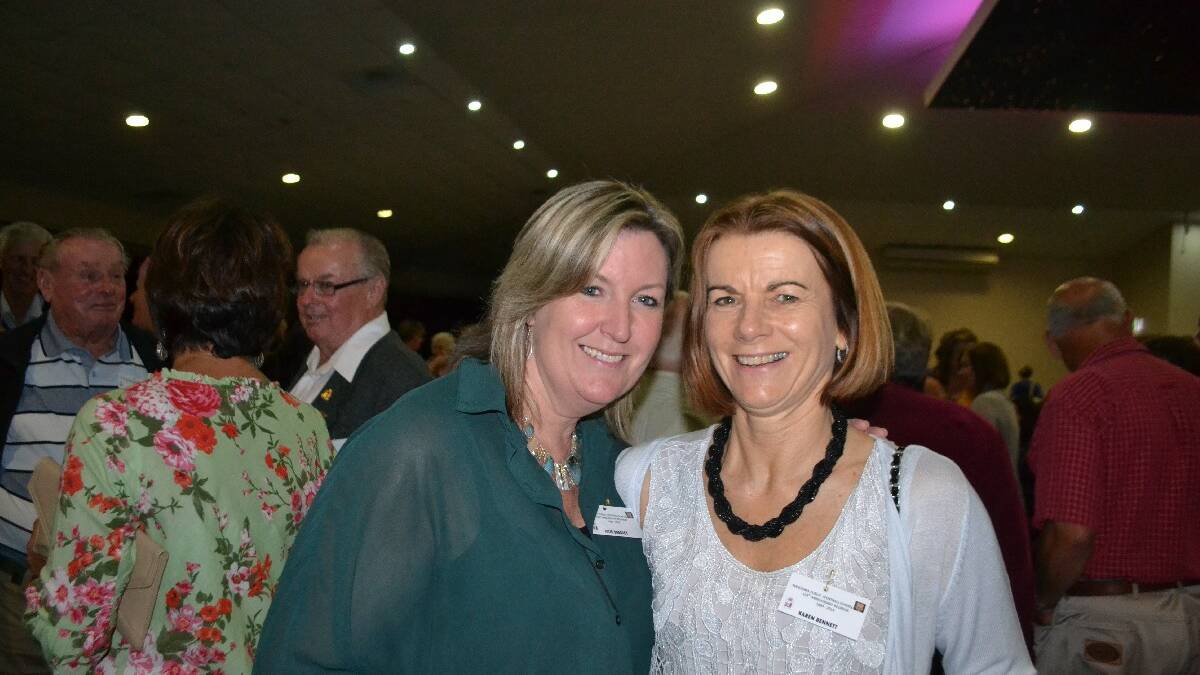 NIGHT OUT: Enjoying a night out at Narooma Public School 125th
anniversary cocktail evening are former student Julie Bradley and
Karen Bennett.
 