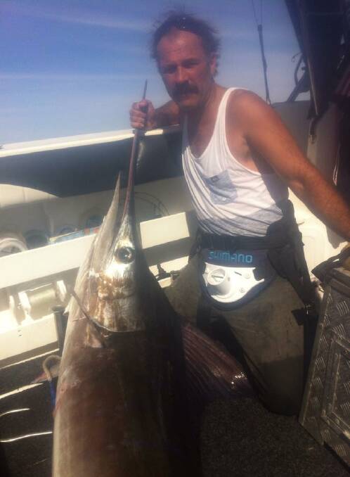 QUICK MARLIN: There have also been some marlin catches with Gary Pinter coming all the way from Victoria for one day of marlin fishing off Narooma scoring a nice striped for his dad Steve assisted by Nick Karac. 