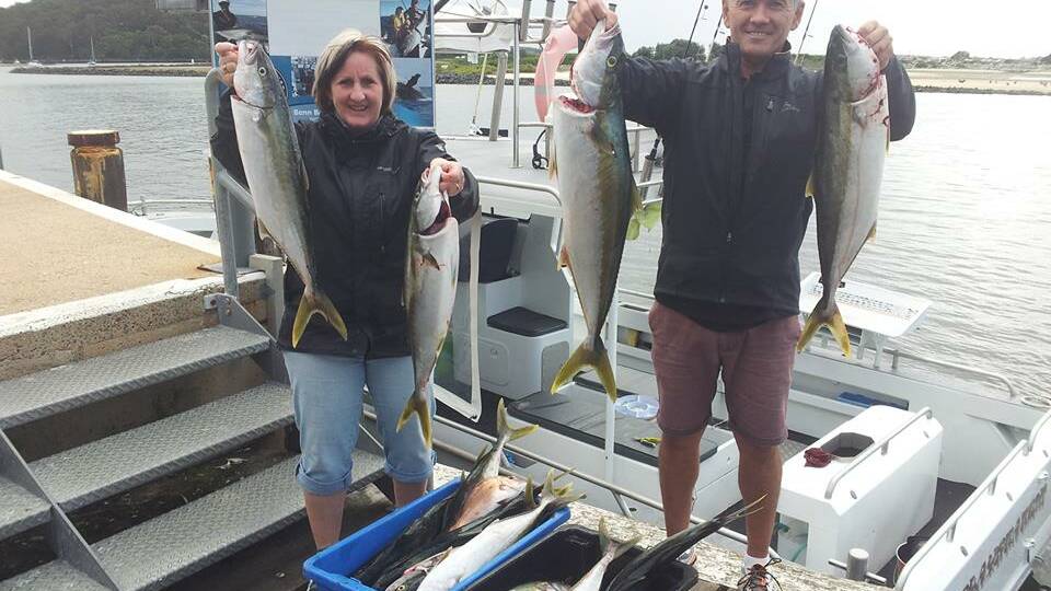 NEIL’S KINGFISH: Neil and his wife from Melbourne went fishing with Charter Fish Narooma getting into the kings on Monday. The boat bagged out by 8.30am. 