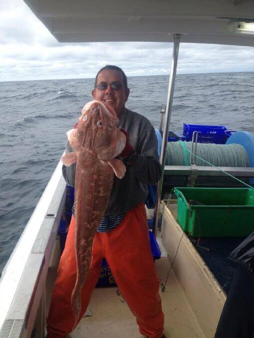 BOTTOM LING: We were sent one photo of Bermagui commercial fisherman Hilton Cambell holding a nice pink ling caught on the FV Kunara yesterday at Bunga Canyon. There was also a nice Tassie trumpeter caught in a fish trap east of Montague. 