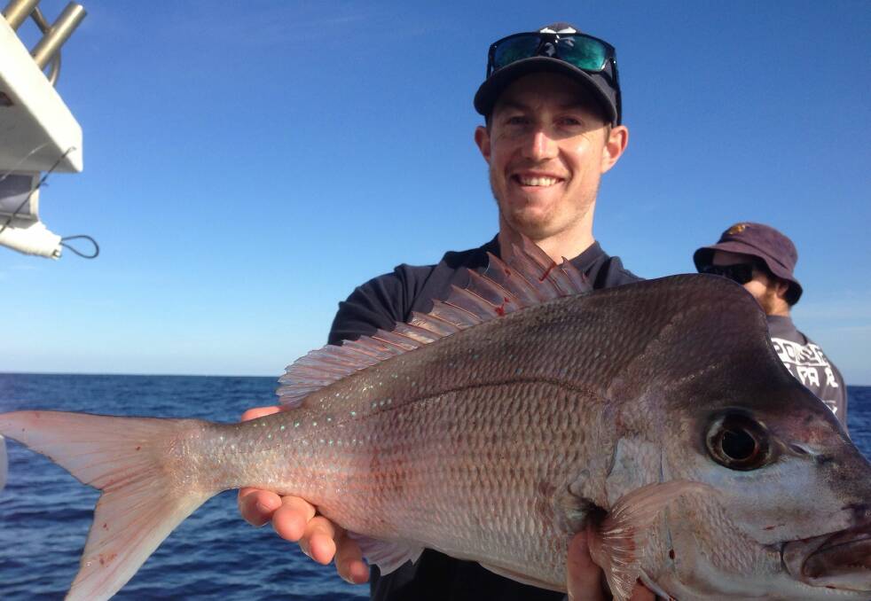 STONKER SNAPPER: Mitchell from Canberra got this stonker snapper fishing earlier in the week with Wazza and Simon from Lighthouse Charters. 