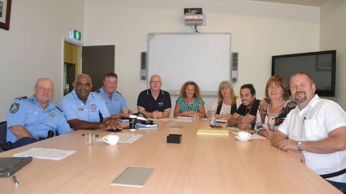 NAROOMA MEETING: Attending the stakeholder meeting in Narooma are police youth case manager Senior Constable John Smith, Aboriginal community liaison officer Eddie Moore, police youth case manager Senior Constable Greg Curry, PCYC Far South Coast manager Gary Dunbar, Eurobodalla Shire Council’s Youth and Recreation manager Ann Nicholson and social inclusion manager Kim Bush, Bega Valley Shire Council’s Community Development trainee Ben Thomas and Community Development co-ordinator Anne Cleverley and Ability Links NSW coordinator Troy Read. 