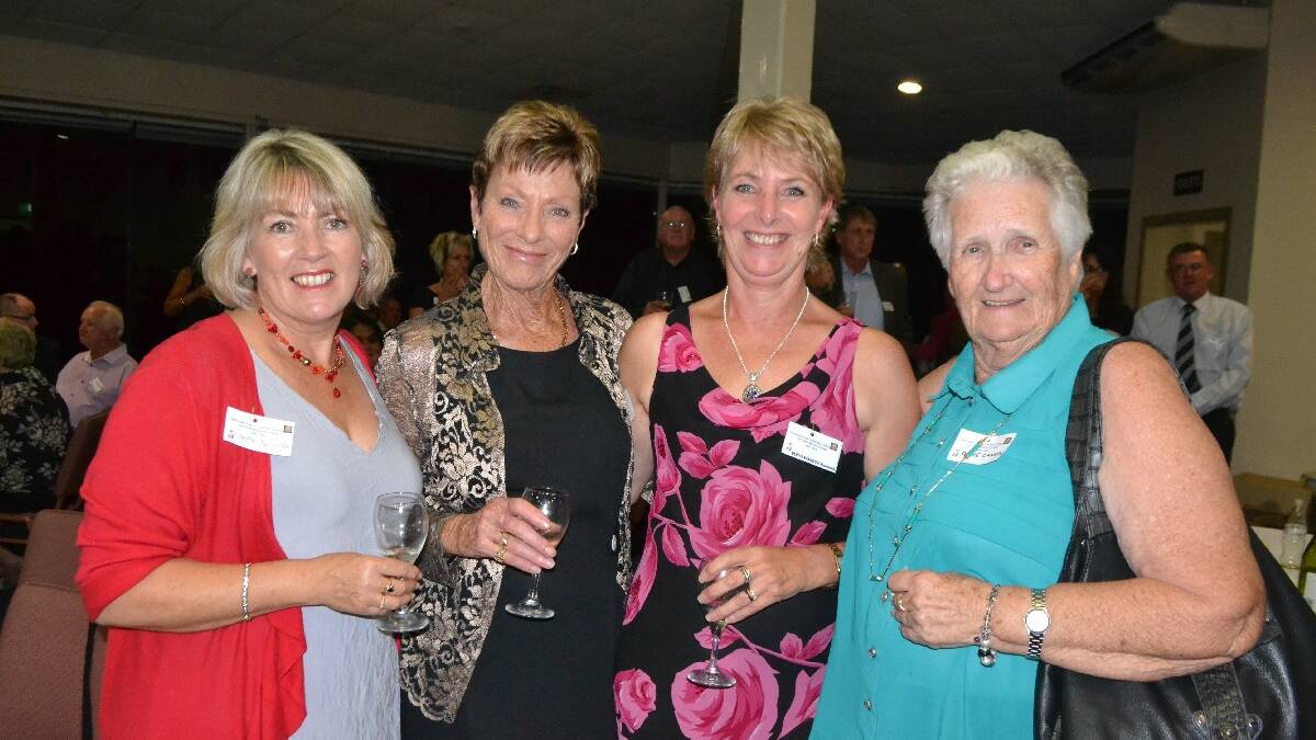 SCHOOL GIRLS: Having a ball at the Narooma Public School 125th
anniversary cocktail evening are Heather and Julie Blessington from
Narooma, Denise Kavazos nee Shoemark of Bodalla and Olive Cannon of
Brisbane.
 