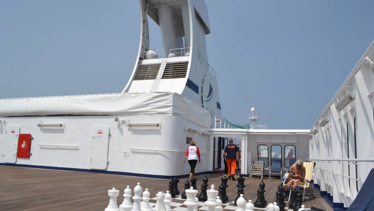 CHESS ANYONE: Chess anyone? There is a chess on the upper deck of the MV Astor.