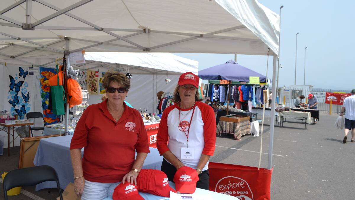 VOLUNTEERS: Cruise Eden volunteers Marge Snijder and Gail Ward at the Snug Cove Markets ready to greet the cruise ship passengers. 