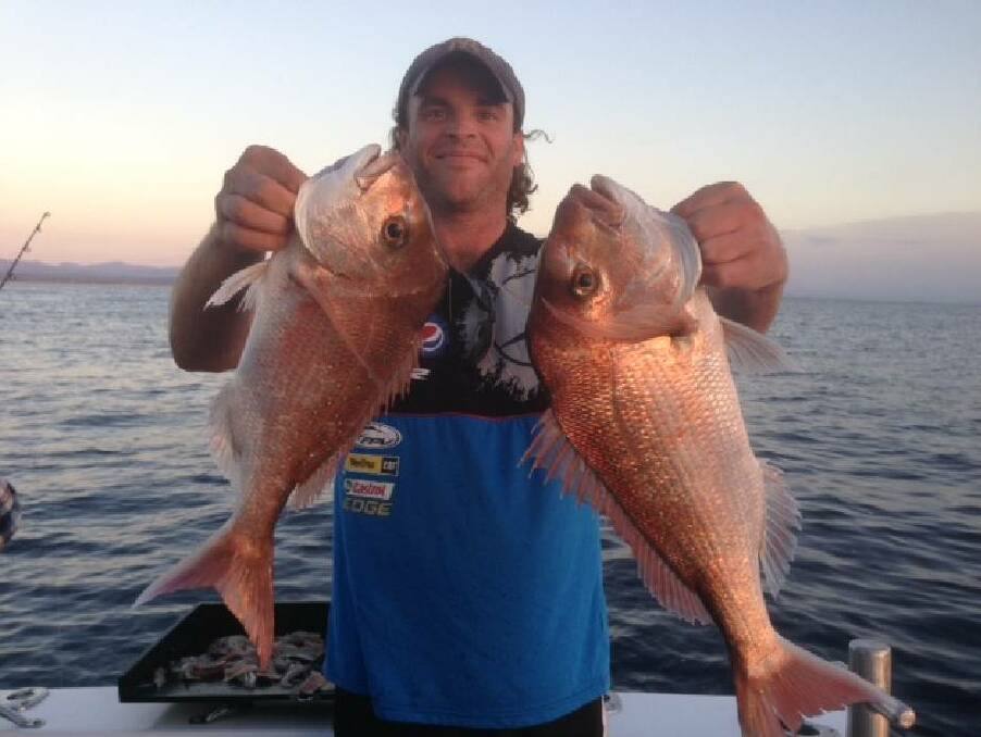 SECRET SNAPPER: With the no tide at the island on the weekend, Wazza and Simon of Lighthouse Charters decided to head north to a secret snapper location and put smiles on the punters faces with some nice Reddies!
Pictured is Johno of Canberra with his catch.
 