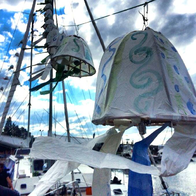 DECORATIONS: Lanterns made by Bega Valley school children adorned the MV Pelican and Bermagui Fisherman’s Wharf at the Four Winds Festival community concert.