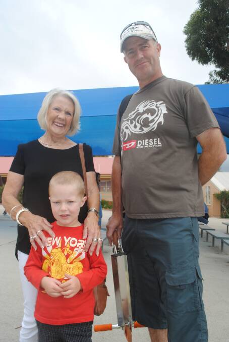 GENERATIONS: Narooma local Barbara Nancarrow with her son Nick and grandson Carter from Canberra at the Narooma Public School 125th anniversary celebrations on Saturday.