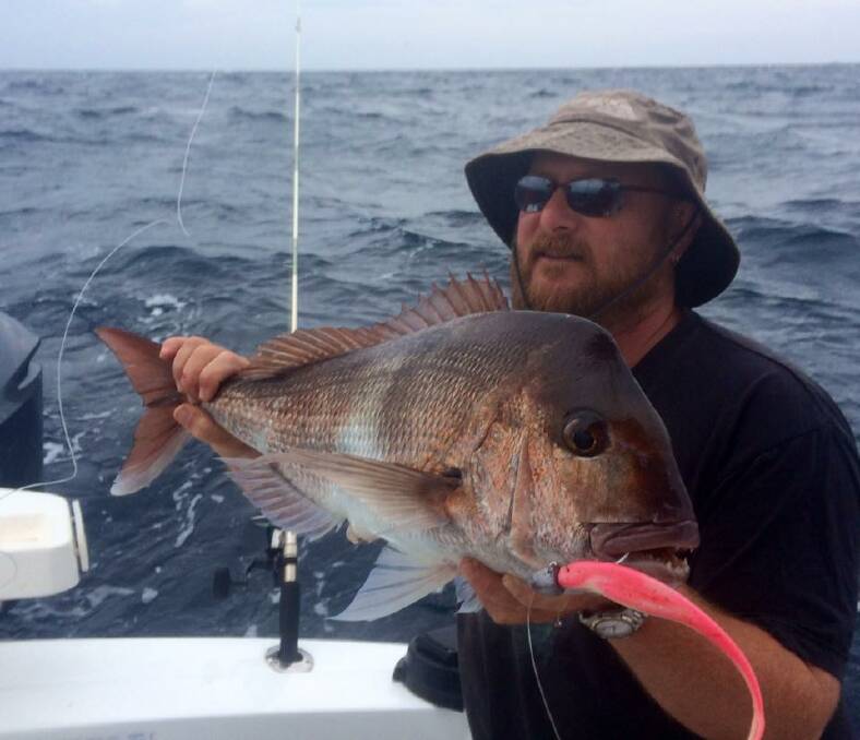 EDITOR CATCH: Narooma News editor Stan Gorton got this great snapper at Montague Island last week on a Gulp Jerkshad soft plastic in Pink Shine!