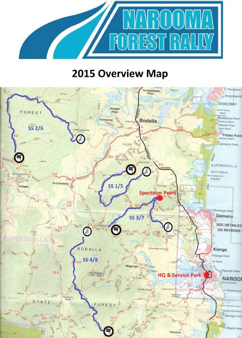 THE MAP: The route of the 2015 Narooma Forest Rally. 
