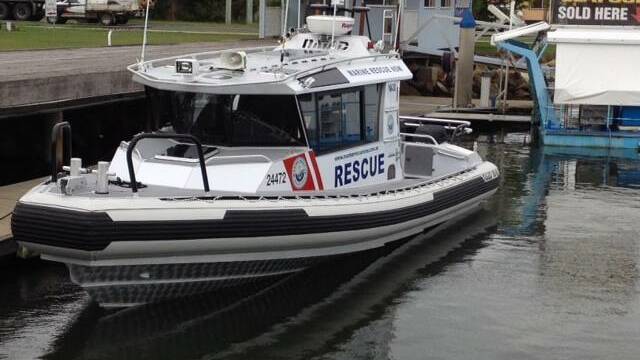 NEW BOAT: The new Marine Rescue Narooma vessel pictured up in Yamba is due to arrive in Narooma on Friday. 