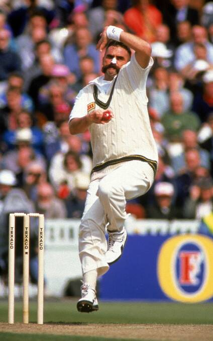 The legendary bowler in action at the Ashes. File photo