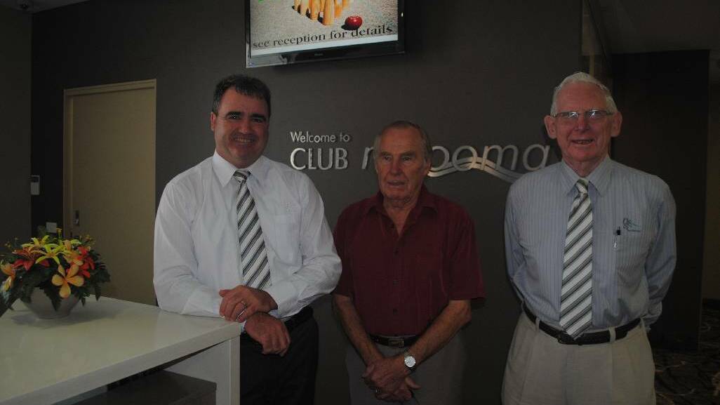 RETIRING: Club Narooma general manager Tony Casu with former directors Klaas Blink and Noel O’Hehir.