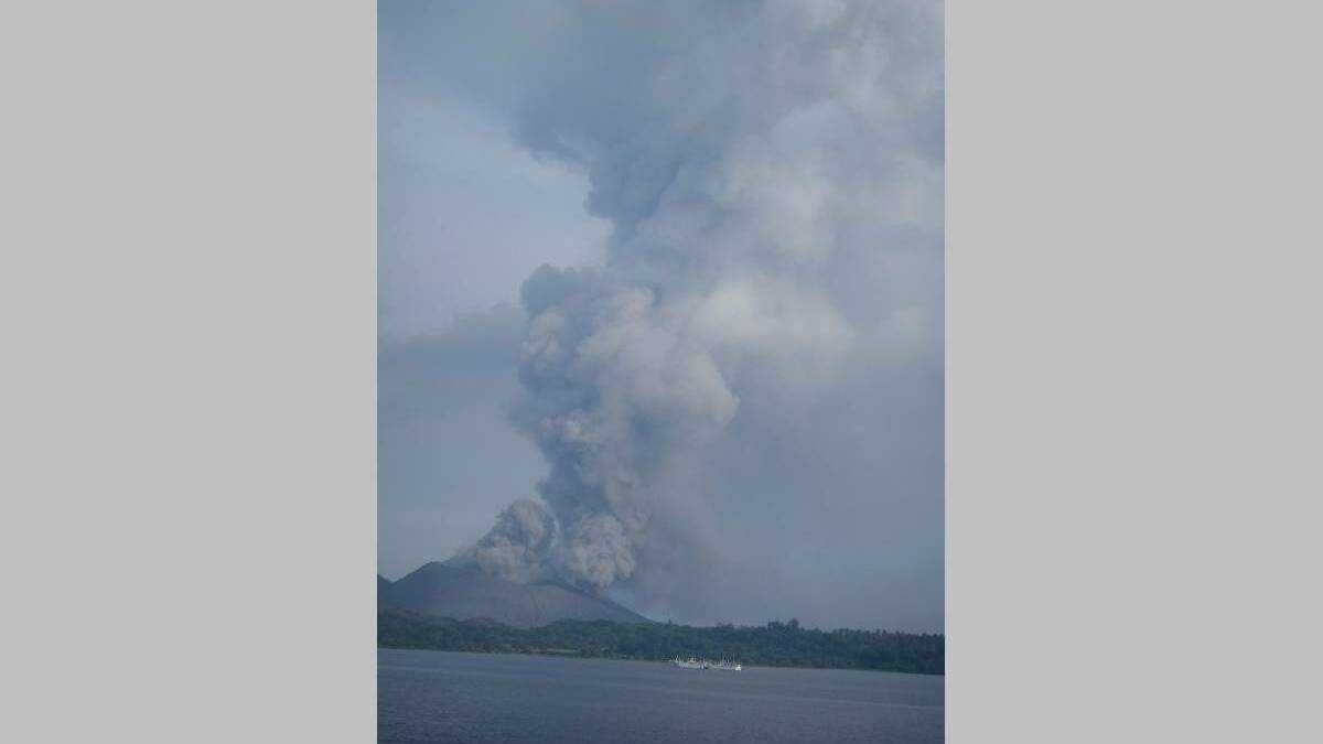 ERUPTING VOLCANO: Huge clouds of smoke billowed in a spectacular display from the top of Rabaul in PNG.
