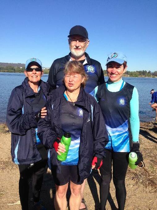 DRAGONS TRAVEL: Narooma Blue Water Dragons that travelled to Canberra on the weekend for two days of dragon boating on Lake Burley Griffin from left Donna Anderson, Robert Leftwich, Jane Mansergh and Sue Seath. 