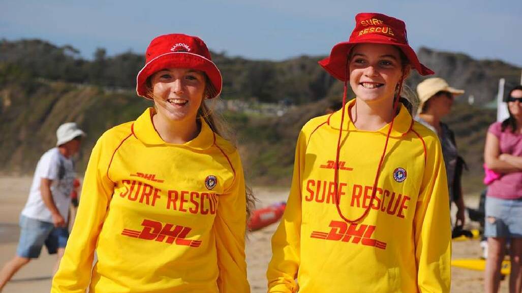 NEW PATROLLING MEMBERS: Two of Narooma Surf Lifesaving Club newest patrolling members on duty having recently completed their Surf Rescue Certificate are Kelly Howes and Elizabeth Halsey.