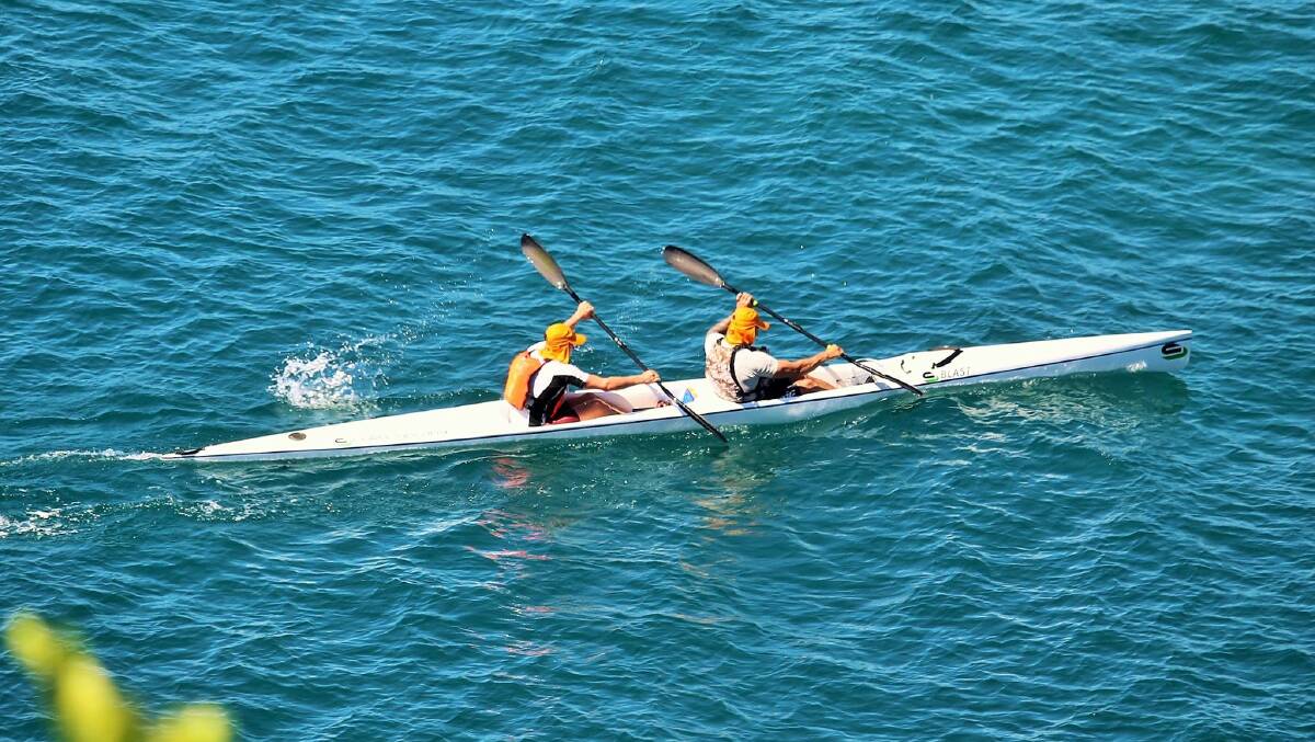 ALMOST THERE: Narooma surf skiiers Nick Ziviani and Joe Halsey won every leg of the 2018 George Bass Marathon. The Masters Men's crew finished third overall.