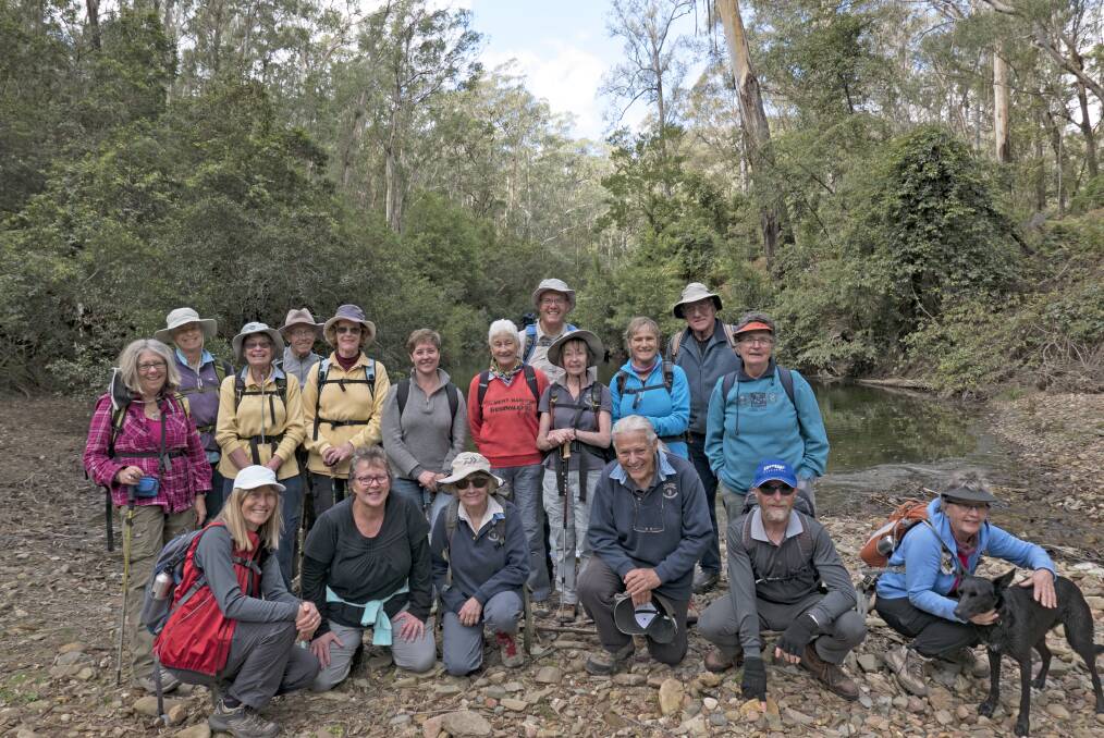 The Dalmeny Narooma Bushwalkers enjoy their trek around Reedy Creek. Photo: Michael McDonagh