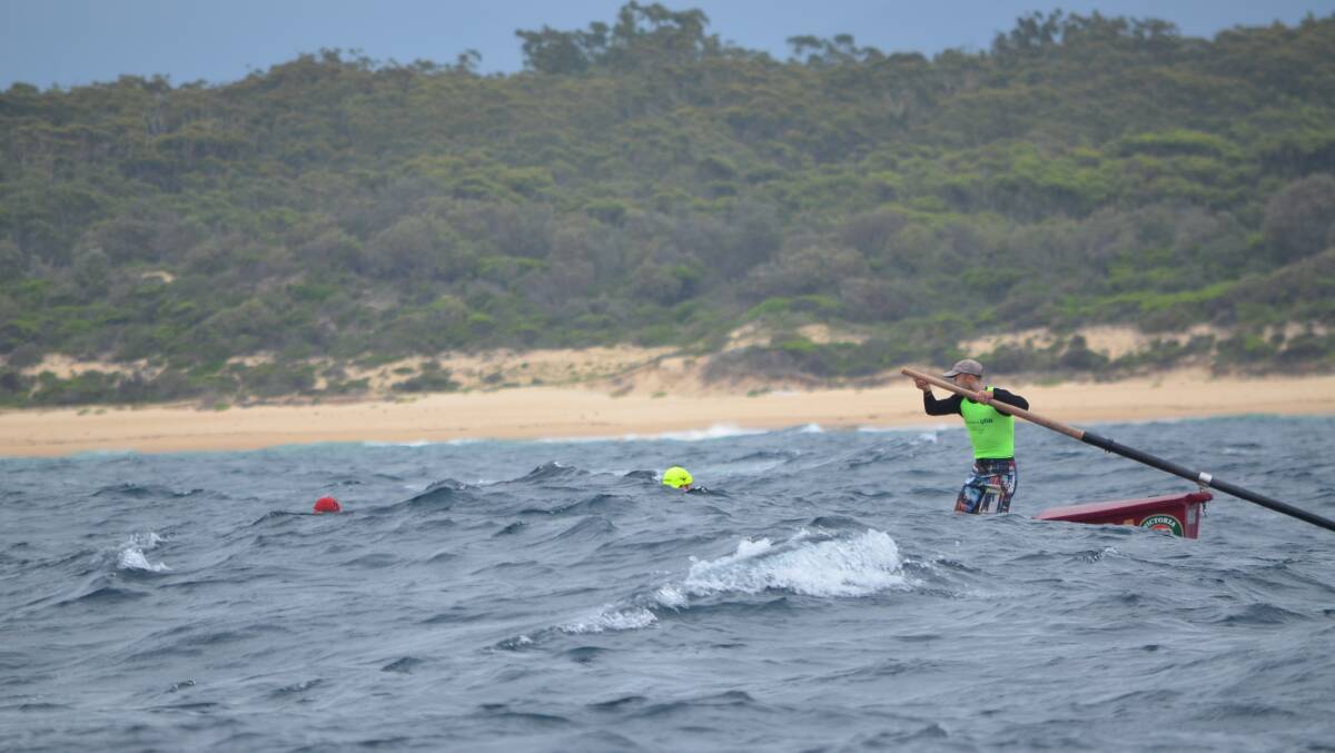 Choppy conditions hindered the start of day two of the George Bass Surf Boat Marathon.