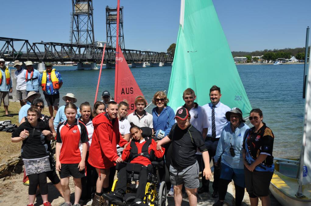 Students from Batemans Bay High School were involved in Sailability's first day on the water, as well as General Manager of Club Catalina Guy Chapman.