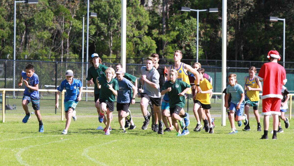 Narooma High School students at the start of last year's 1500-metre race.