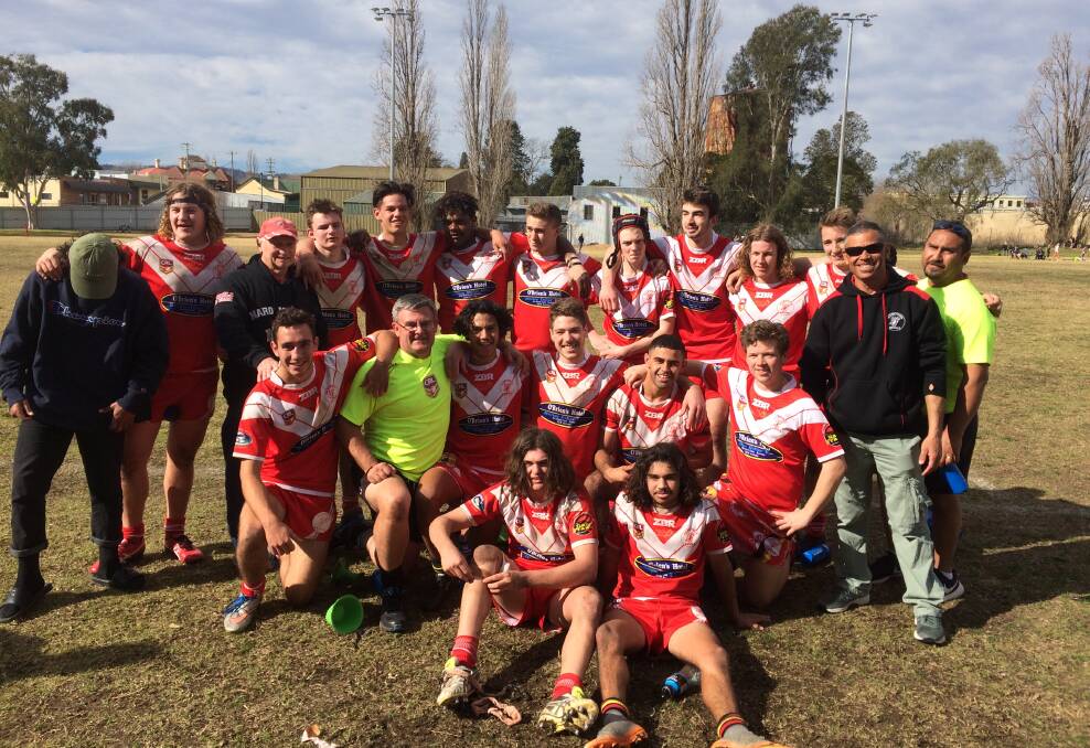 YOU BEAUTY: Narooma Devils Under 18s celebrate after winning their way through to the grand final.