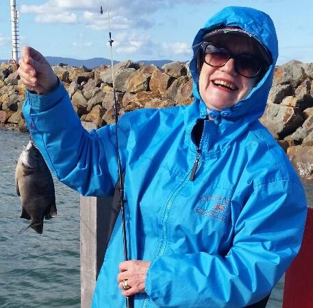 VIC FISHING: Narooma Sport and Gamefishing Club member Linda Evans with a small black drummer caught near Bastion Point in Mallacoota. Photo: Provided.